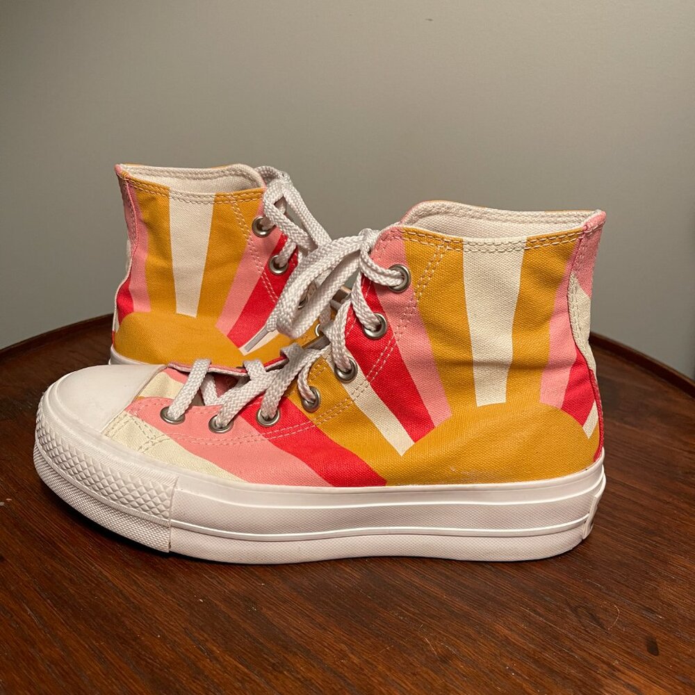 Converse Rainbow Platform High Top Sneakers Size 7.5 - Picture 2 of 7